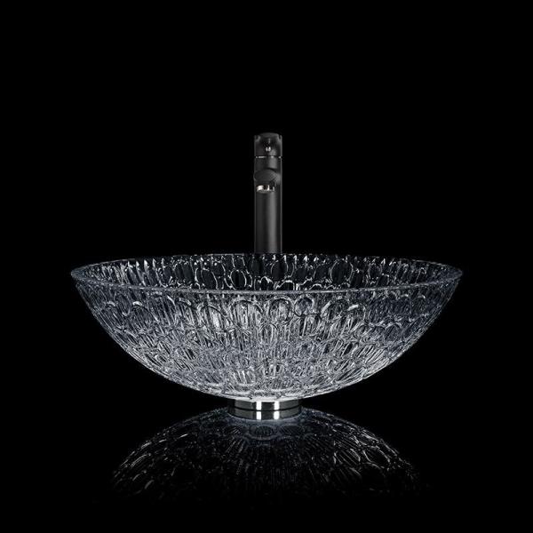 Lacquered Corner Cabinet Crystal Wash Basins Black Round Modern Designed