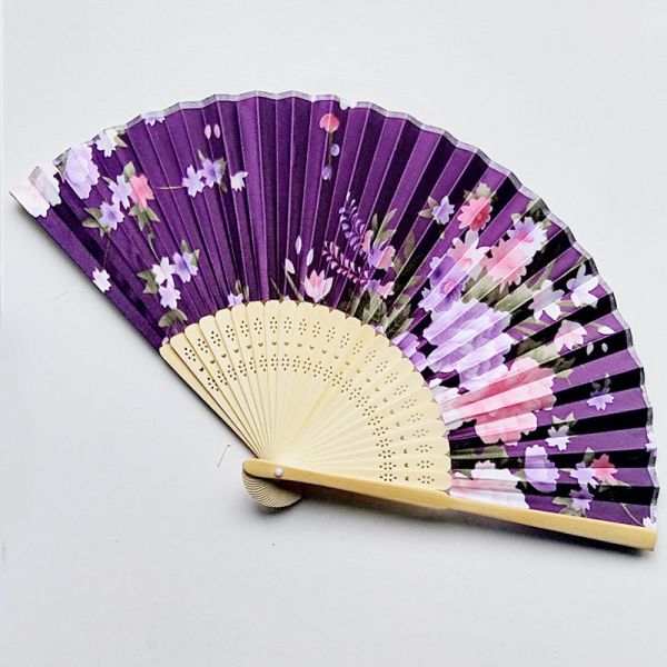 [I AM YOUR FANS] Personalized Decoration Black Large Fabric Printed Foldable Bamboo Hand Fan