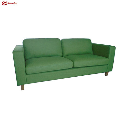 Linen Slipcovered Sectional Green Upholstered Sofa Wood Frame For Hotel Room