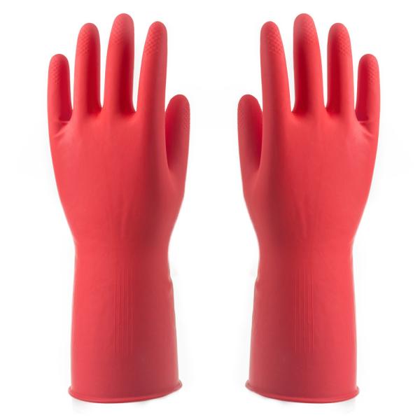 Anti Tearance Unlined Rubber Gloves , Rubber Safety Gloves Chemicals Resistance