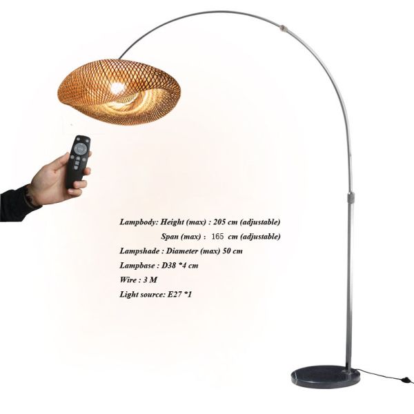 Dimmable Led Rattan Bamboo Light Shade Wicker Switch Control