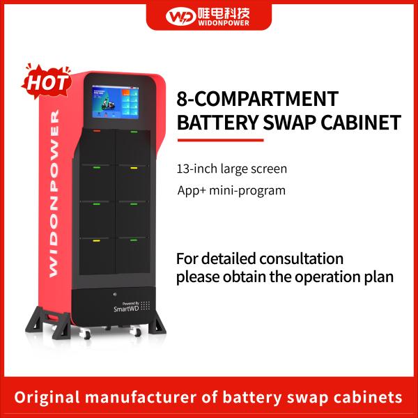 Smart Power 8-bay Hard connecté Station d'échange de batterie à insertion inférieure Ac220v 48v-72v Li-ion Compatible