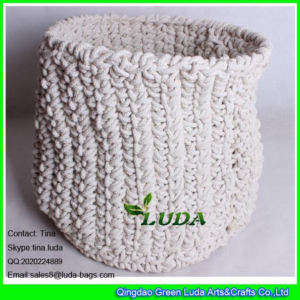 LDKZ-035 cotton rope crochet basket large home foldable storage basekt