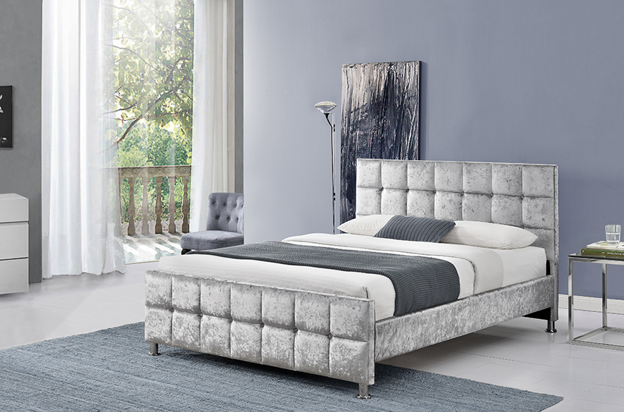 Изголовье кнопки белья серого цвета отделки кровати Nailhead обитое детьми Tufted изогнутое