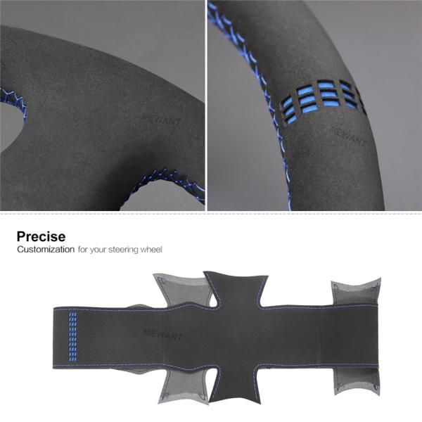 Hand Sewing Black Soft Suede Dot Marker Steering Wheel Cover for Mitsubishi Lancer Evolution EVO 4 5 6 1998 1999 2000 V VI