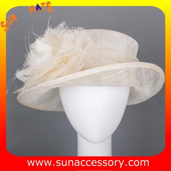 Elegant fancy Church sinamay hats for ladies ,Sinamay mid brim church hat