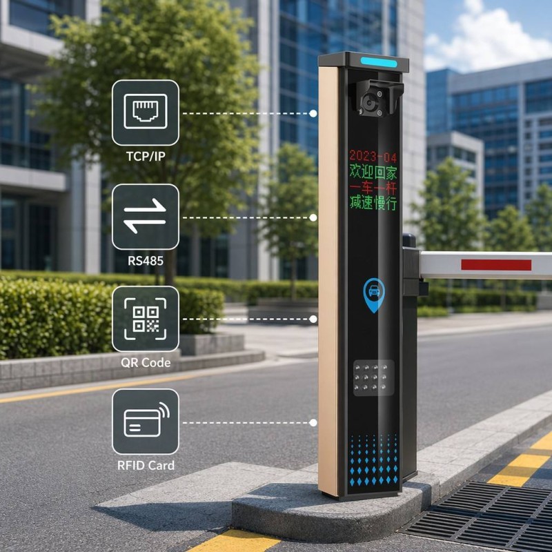 Adjustable Camera Plate Gate with Anti-Pinch RS232 RS485 TCP and QR RFID for Vehicle Parking Entrance Management