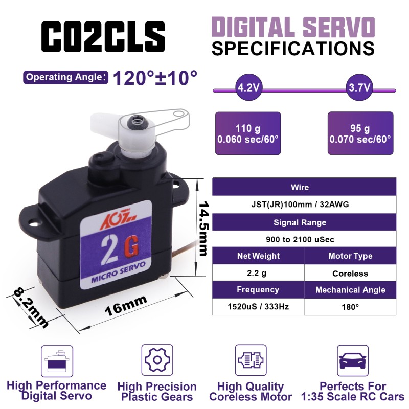 New AGFRC Factory Price 2.2g 120 Degree Plastic Gear 0.11KG 4.2V Durable Coreless Digital Mini RC Aircraft Robot Servo