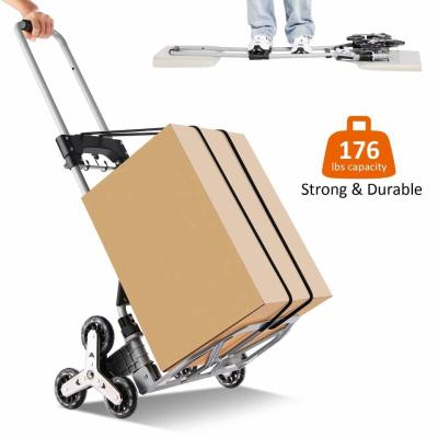 Folding Hand Truck Dolly, 264 Lb Capacity Heavy-Duty Luggage Trolley Cart Telescoping Handle and PP+EVA Wheels
