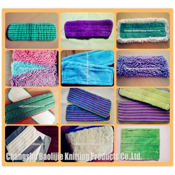 Green Microfiber Wet Mop PadsHard wire drawn coral fleece piped wet mop pad