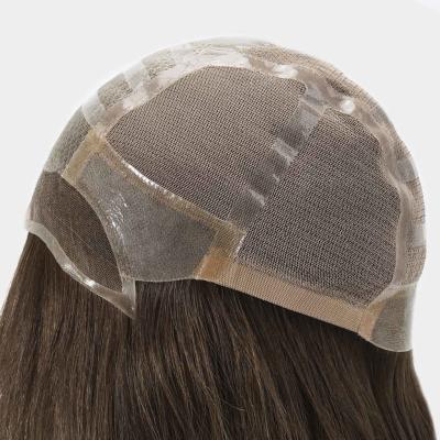 Perruques pour femmes avec ligne de cheveux naturelle, en dentelle, cheveux vierges humains, brun moyen