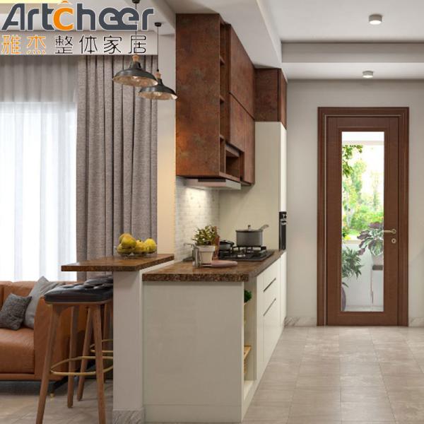 Armoires de cuisine de style américain avec un design contemporain et une construction en bois massif