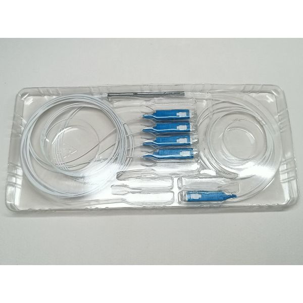 Fiber Optic Divisor 1x4 PLC 0.9mm Steel Tube Splitter SC UPC Connector