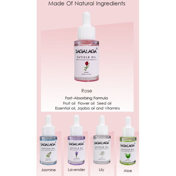 Nail Care Custom Logo Cuticle Oil 20ml Dropper Bottle with Organic Jojoba Oil Flower Scent and Vitamin E