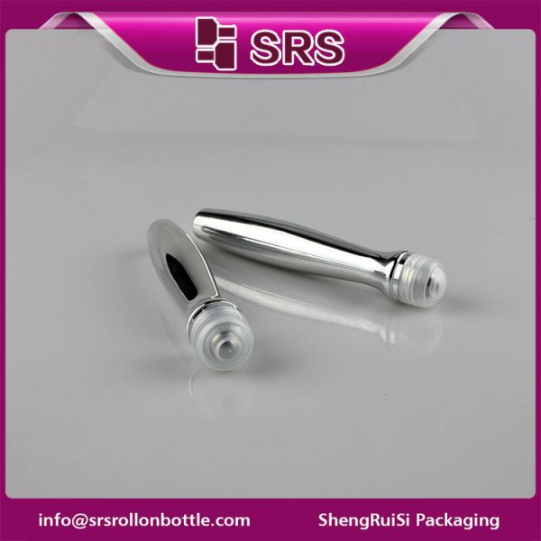 SRS packaging plastic 15ml silver color PETG roll on bottle with steel ball