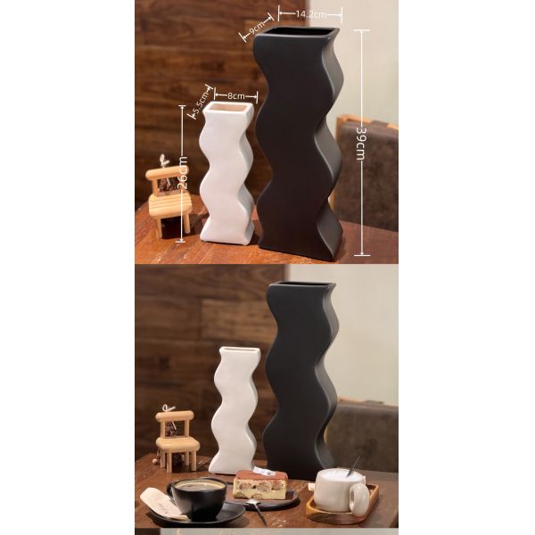 Wedding Home Decoration Modern White Ceramic Vase for Living Room Dining Table Decor