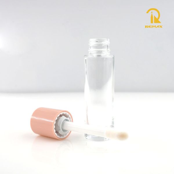 30ml Glass Foundation Bottle with Brush + Thick-Bottom Pink Lip Gloss Bottle – Empty Cosmetic Containers for DIY Makeup