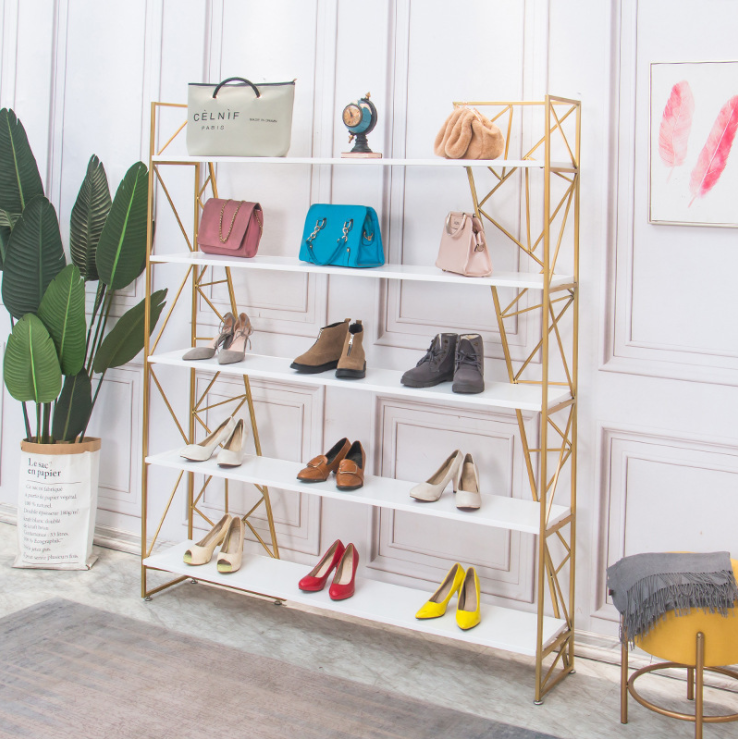 5 Storey Metal Purse Display Shelves , Retail Shoe Display Stands Any Color Available