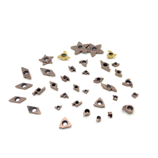 Carbide grooving and parting inserts are used for machining steel, stainless steel, cast iron, difficult-to-machine materials, and high-hardness materials.