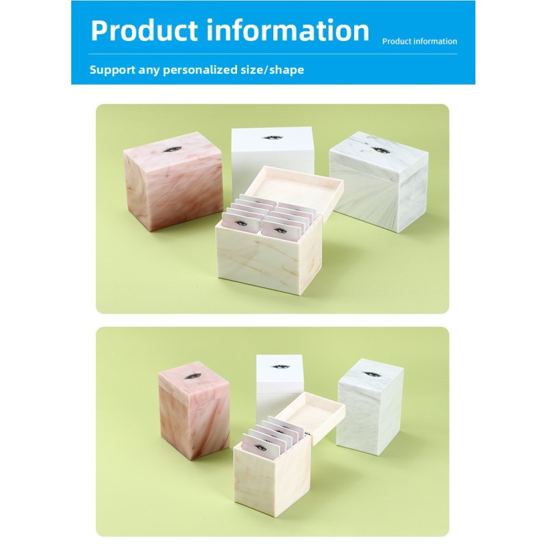 Factory Wholesale Acrylic Marble Eyelash Storage Box Grafting Dust-proof Flip-type Display Cosmetic Storage Box