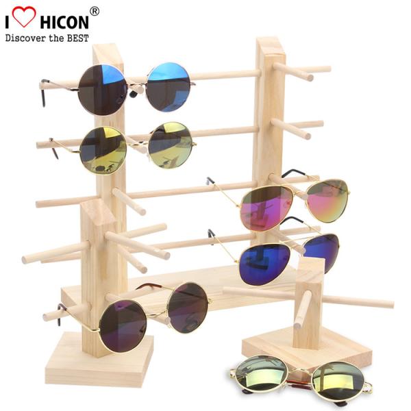 Amazing Clients Wooden Sunglasses Display Stand Counter Top Advertising Equipment