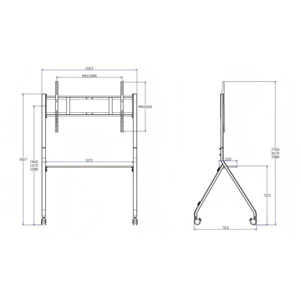 Mobile Stand Mobile TV Cart for Interactive displays Smart TV fit for size 65-86 inch