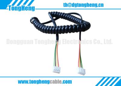 Gas and Oil Resistant Glossy Black Spiral Power Cord Cable With JST Connectors Terminated
