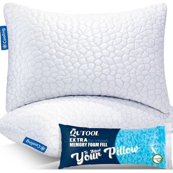 Anti Dust Mite Cooling Gel Pillow Adjustable Bamboo Pillow for Side and Back Sleepers