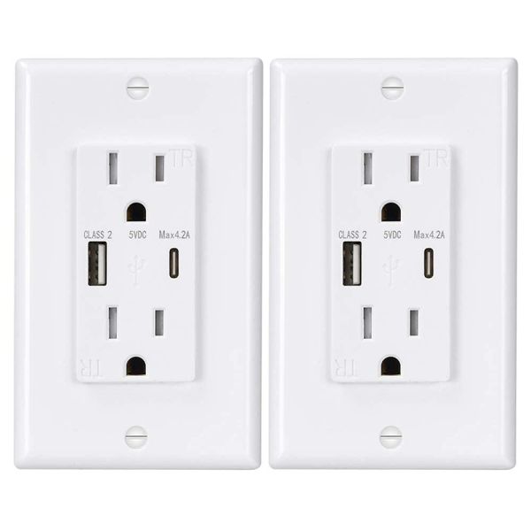 15A 125V AC 60Hz Fast Charging USB Wall Outlet Receptacle Socket Module Unit