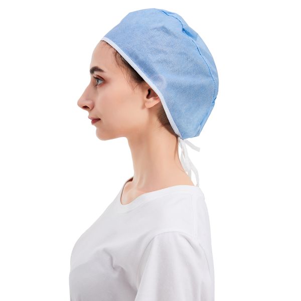 OEM Handmade Nonwoven Doctor Cap for Men and Women Hot Selling Surgical Protective Hospital Medical Cap with Ties