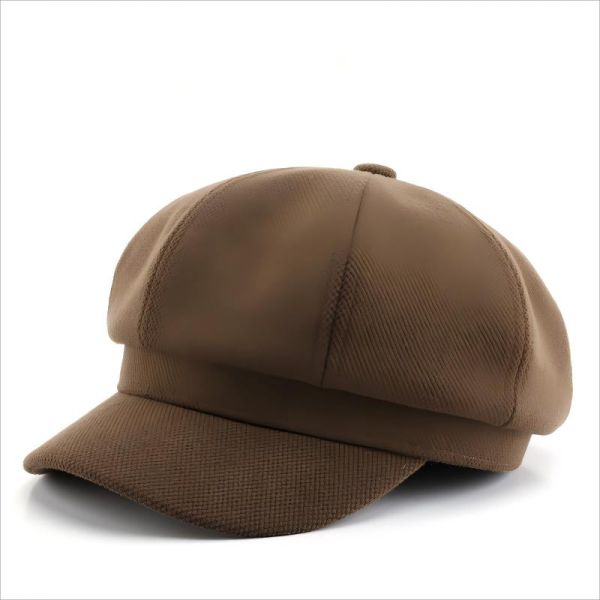 Brushed Fabric Plain Color Beret Outdoor Warm Protection Octangle Caps