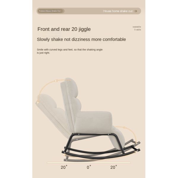 Leisure Sleeping Lazy Comfortable Upholstered Rocking Lounge Chair Fabric Upholstery Recliner Rocking Chair for Balcony