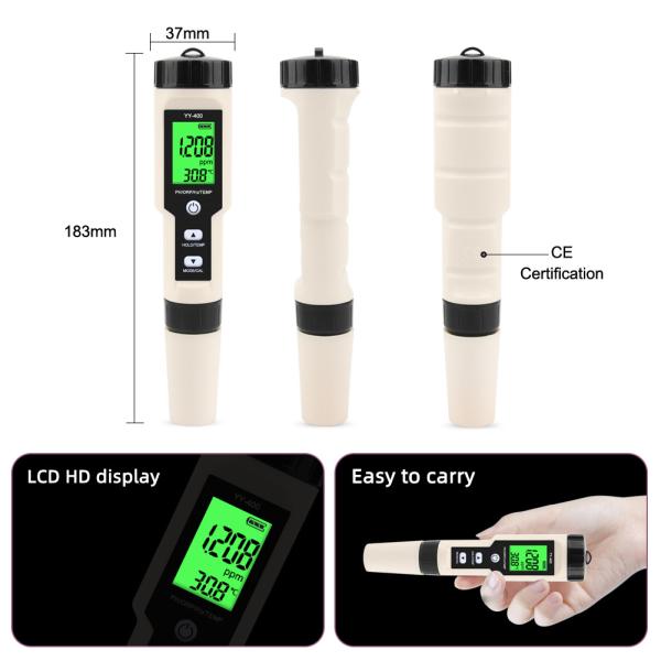 4 - In - 1 Hydrogen Water Quality Tester - H₂/pH/ORP/Temp Meter For Health Aquaculture Lab