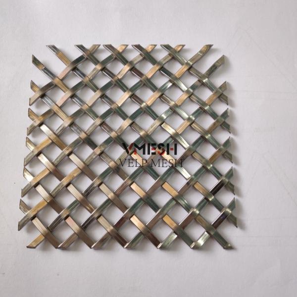 Architectural Flat Crimped Woven Wire Mesh Stainless Steel Decorative Wire Grilles