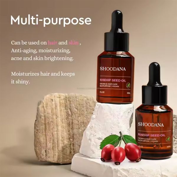 Huile pour le visage à l'huile de graines de rose en marque propre : réparations, soins, garde les cheveux brillants, 30 ml, hydratation de la peau, éclaircissement, absorption rapide, huile pour le visage