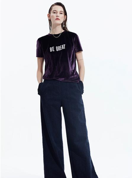 Camisa nova da roupa T de veludo do verão da chegada 2019 para mulheres