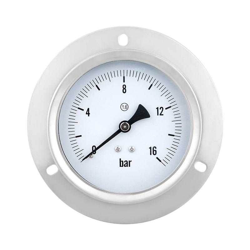 -Made 100mm Precision Axial Flange Edge Pressure Gauge for Water and Gas Measurement