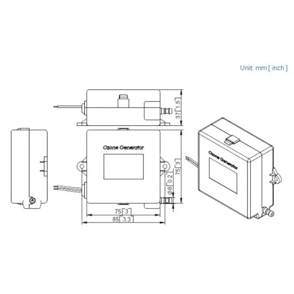 Home Appliance Parts 85mm Installation Dimension Ozone Generator Cell for Water Treatment