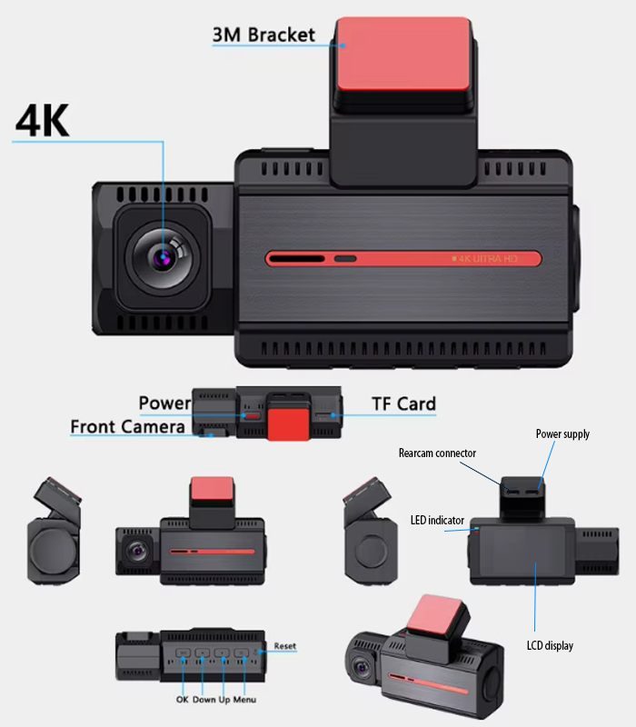 ODM OEM Starvis 2 Sensor Dash Cam With 4K Front And 2K Rear Dual Recording Car DVR