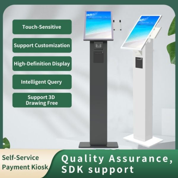 23.6 Inch Android All-in-One POS Terminal Self Ordering Kiosk Software QR Code Scanner Ticket Printer