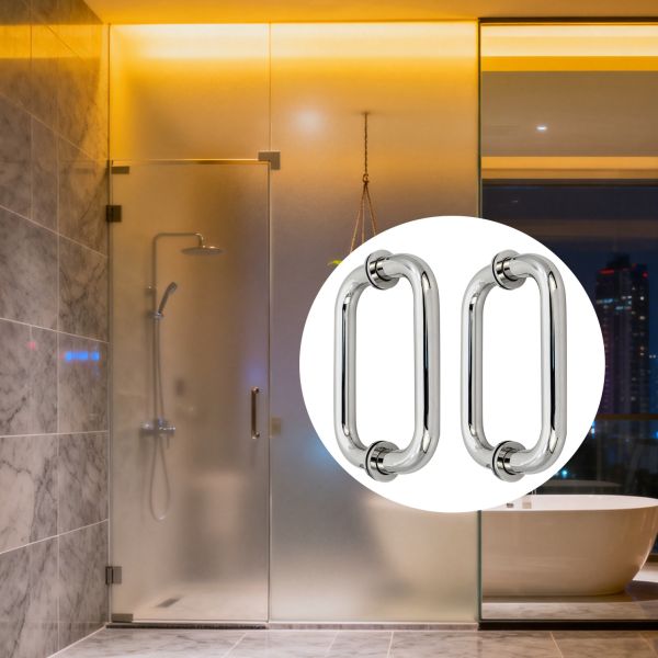 Hotel Style 304 Stainless Steel Bathroom Glass Door Handles Shower Handle
