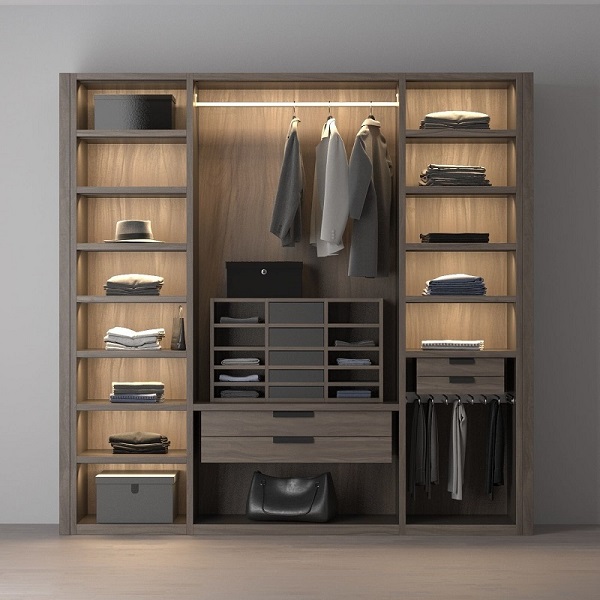 500mm Walnut Wood Bedroom Wardrobe Closets