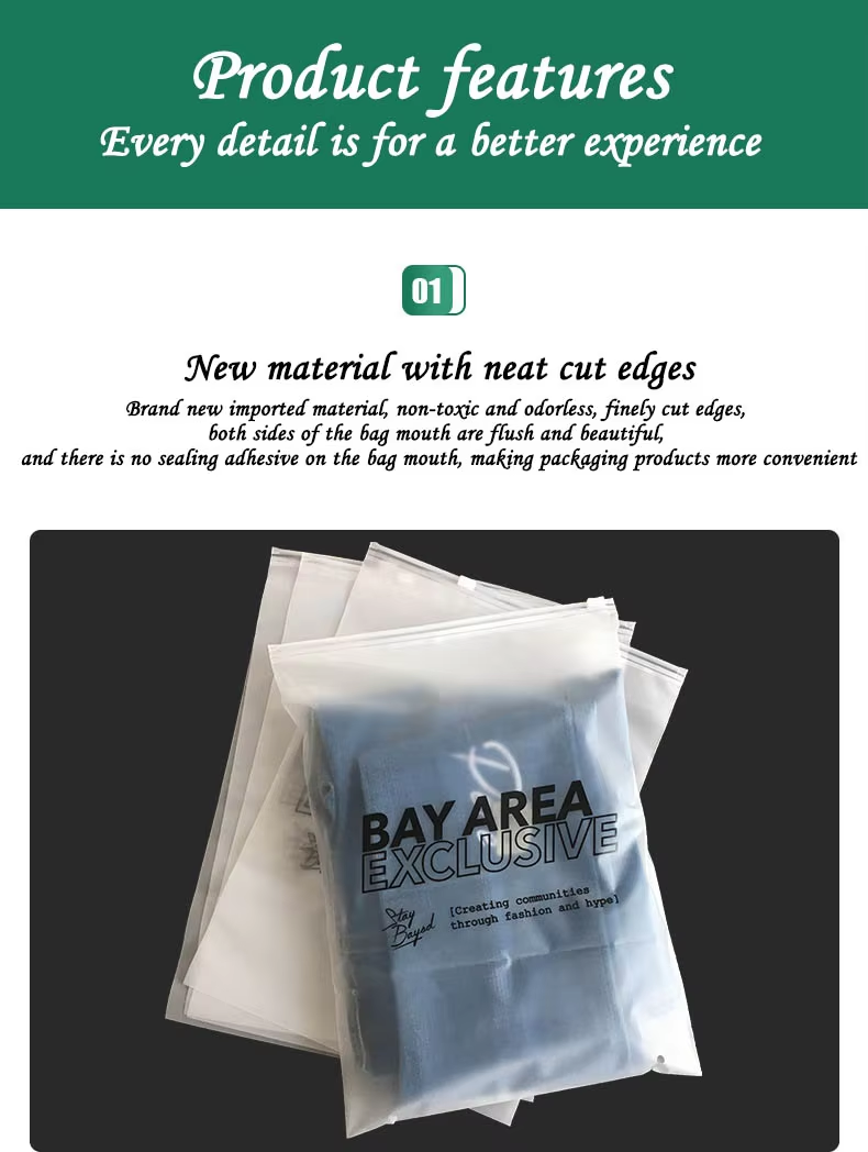 Matte frosted transparent low-density polyethylene zipper custom logo zipper design clothing intaglio printing surface suitable for shoes and socks