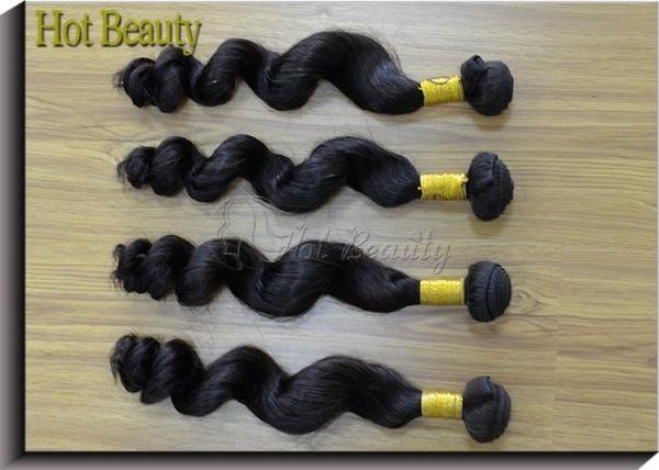 6A Grade Black Virgin Human Hair Extensions Natural Wave Full Head Bundles
