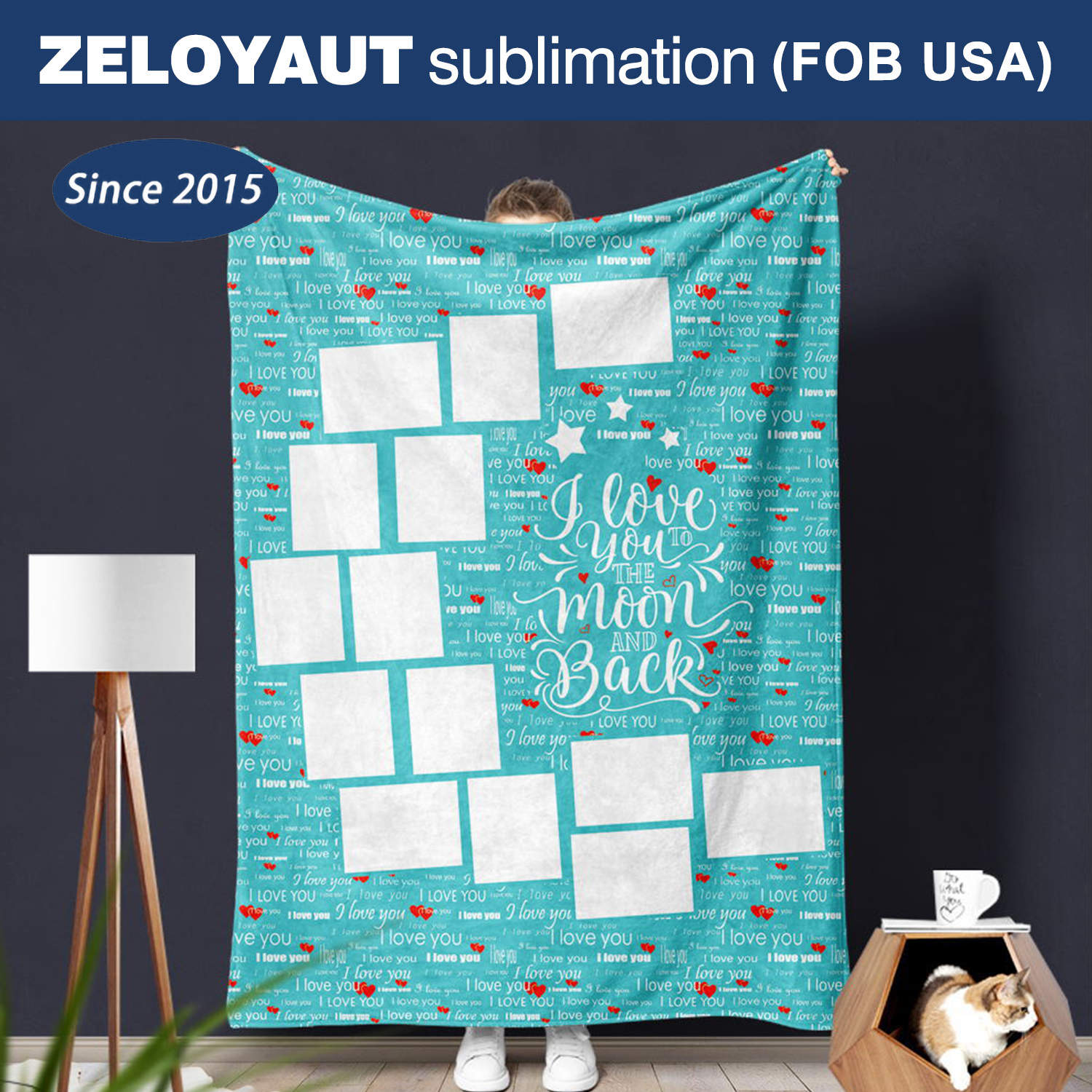 ZELOYAUT Personalized Printed Blanket 100% Polyester Velvet Love Style Moon Panel Multiple Colors 50*60 Knitted Technique
