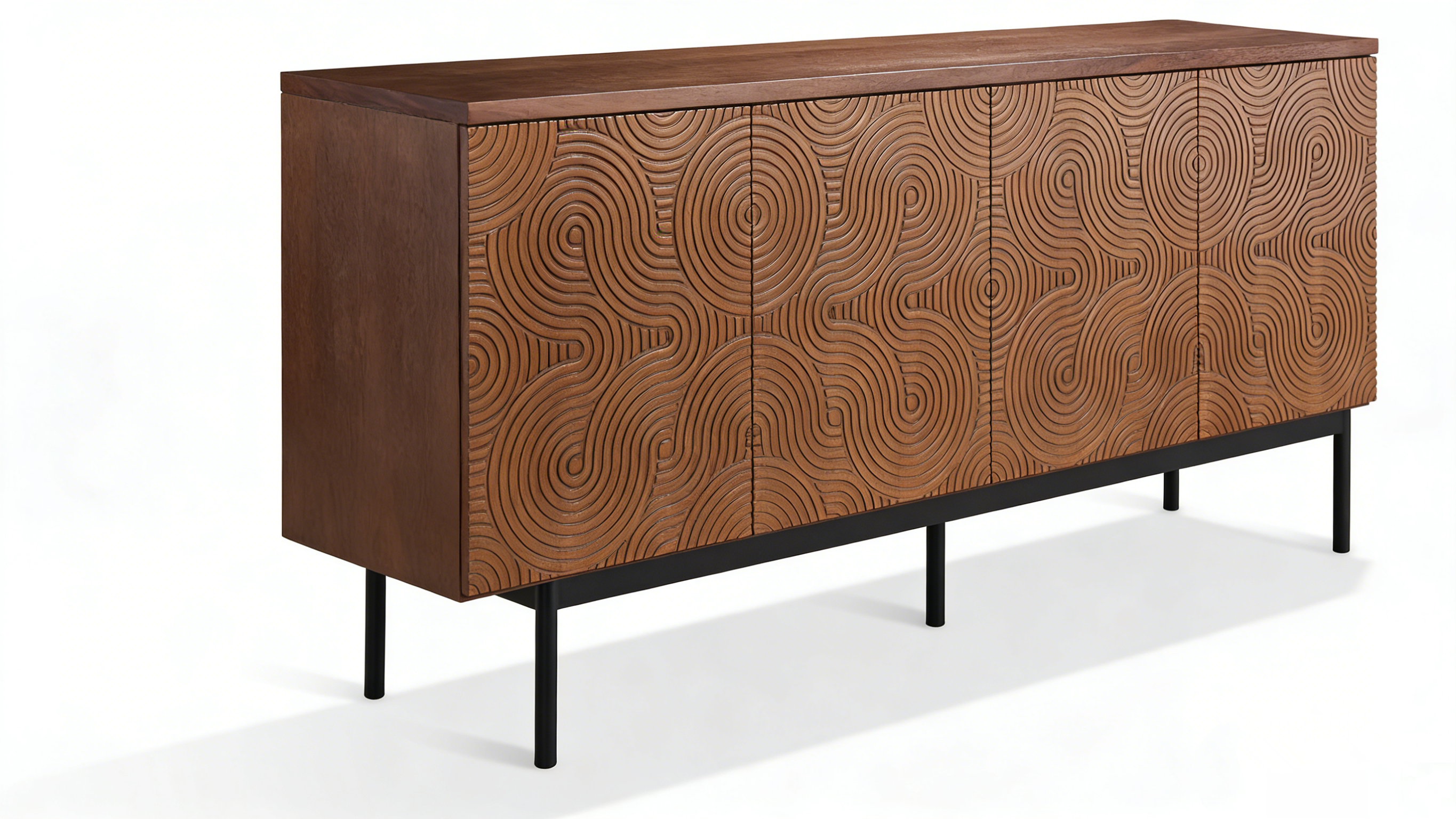 High Quality Veneer Buffet Cabinet Nordic Modern Simple Bedroom Living Room Solid Wood Storage Sideboard