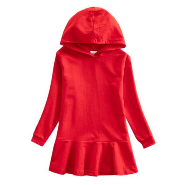 Das crianças feitas sob encomenda do vestido do algodão das meninas da roupa do vestido das crianças vestido encapuçado da camiseta