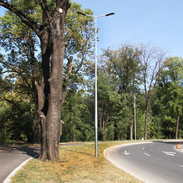 5m Height Round Power Solar Street Light Pole Galvanized Lamp Post