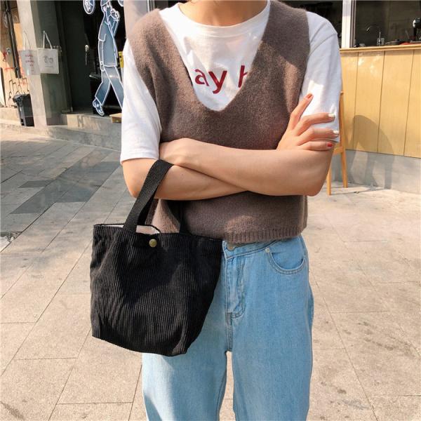 ARTSY CORDUROY BAG CASUAL PORTABLE MINI LADIES CLUTCH BAG VINTAGE CLOTH BAG BENTO BAG