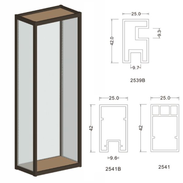 Glass Cabinet Bedroom Retail Display Aluminum Alloy Frame
